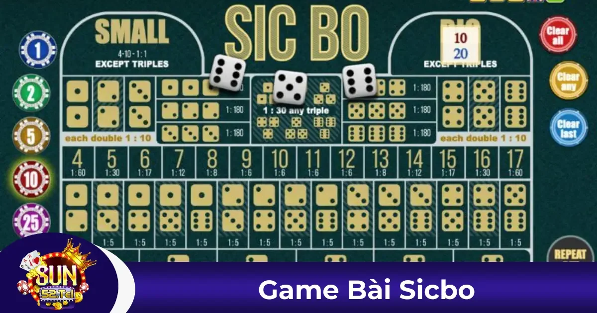 Game Bài Sicbo Sun52 – Trò Chơi Đổ Xúc Xắc Đầy Kịch Tính 1 Game Bài Sicbo Sun52 Là Gì? Tìm Hiểu Cách Chơi Từ Cơ Bản Đến Nâng Cao